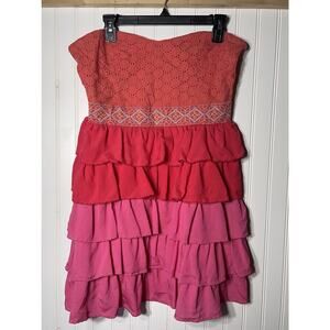 Flying Tomato Women's strapless Dress with 5 Layers skirt size large